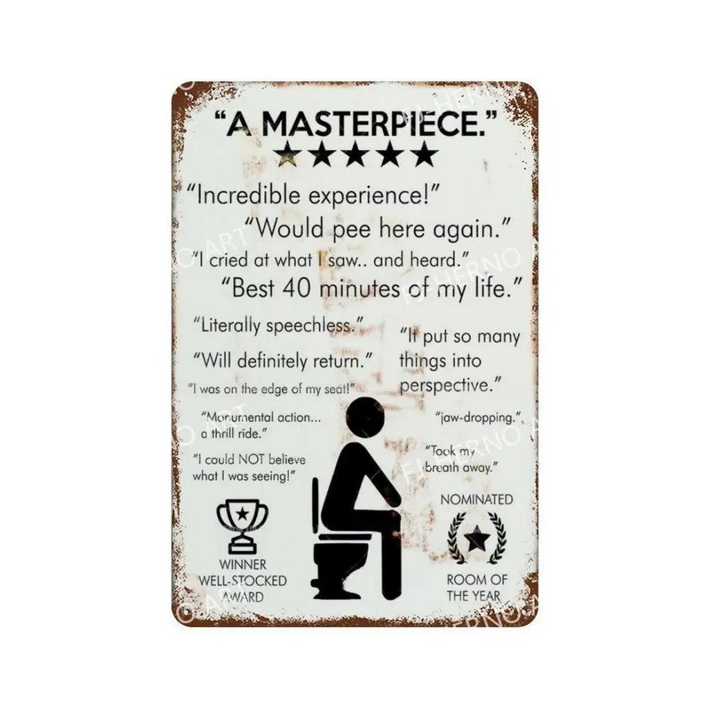 HD Tin Sign Funny Bathroom Humor Vintage Metal Wall Art Retro Toilet Decor Set