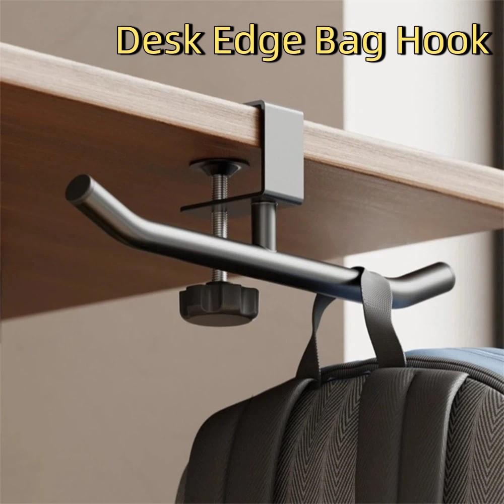Carbon Steel Desk Edge Bag Hook Rotatable Adjustable Desk Headset Hanger Space Saving Removable Table Side Backpack Rack