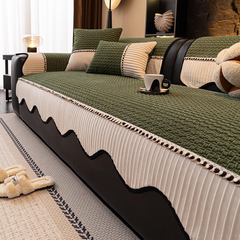 Light Luxury Corduroy Couch Cover One Piece Anti Slip and Anti Cat Scratching Sofa Cushion Backrest Armrest Protect Cover Towel