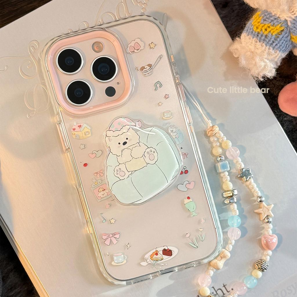 Nightcap puppy holder iPhone16promax Apple 17 mobile phone case 15 for 14 transparent cartoon 13 lanyard