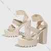 Shoes Woman Punk Style Chunky High Heels Platform Sandals Women Open Toe Slip On Stretch Ankle Strap Summer Female Zapatos Mujer
