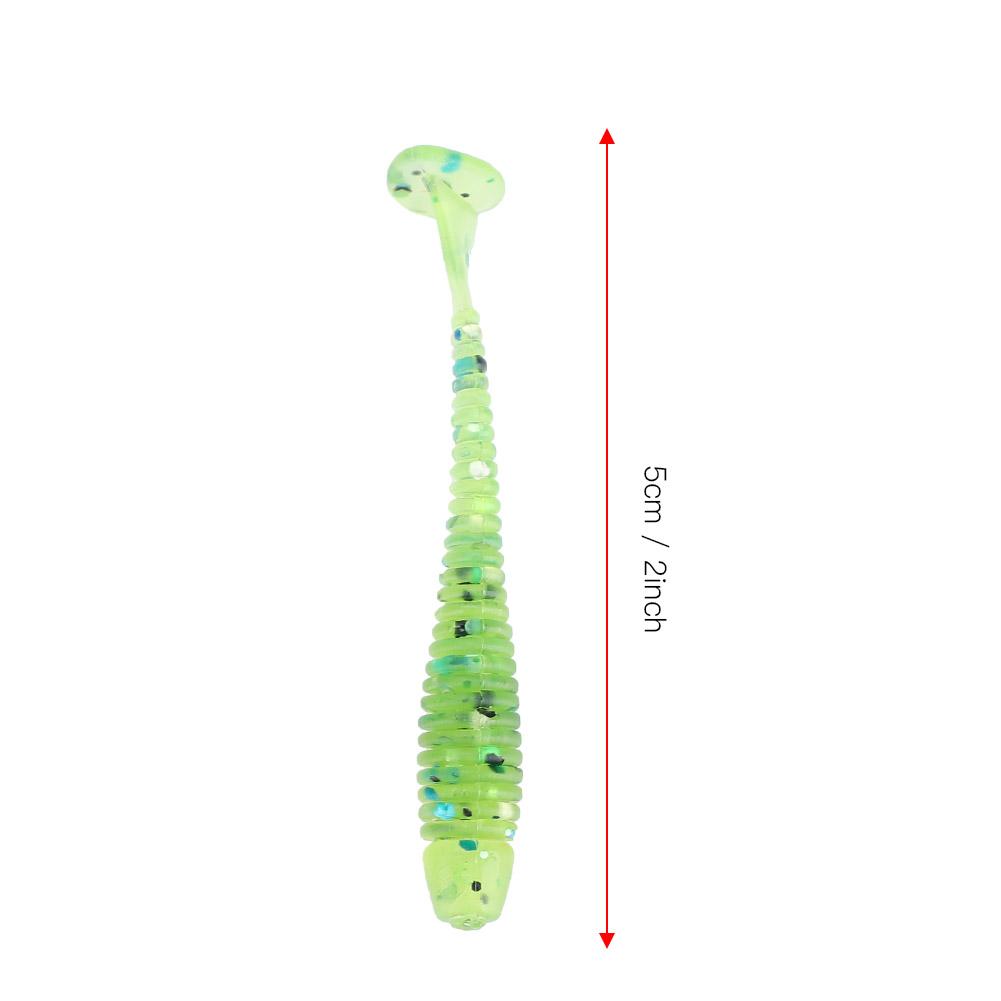 10PCS 5cm Soft Plastic Artificial Fish Lures Grub Worm Baits Fish Tackle Accessory F