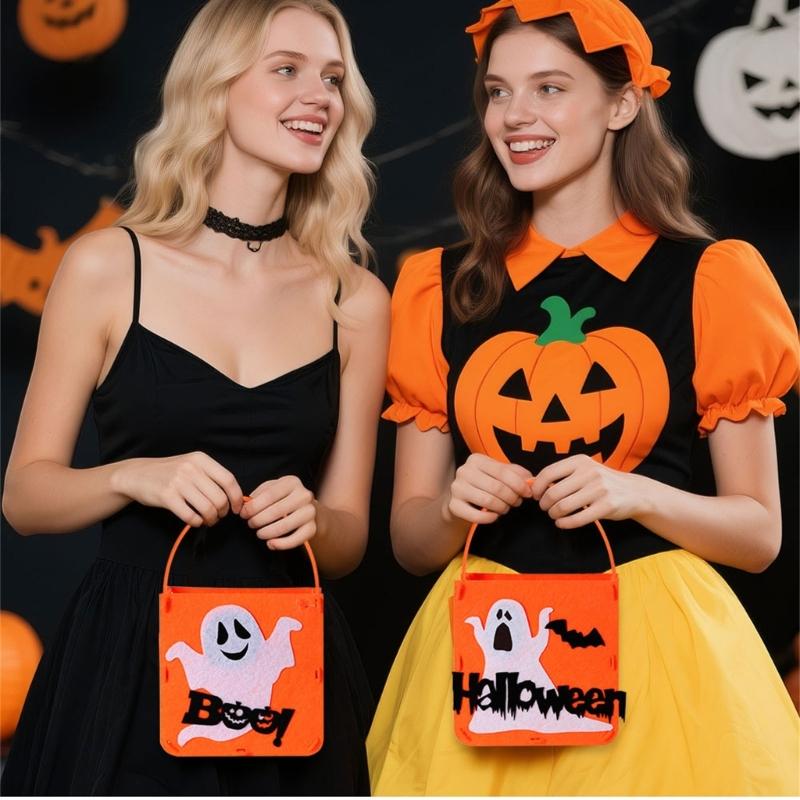 Large Capacity Halloween Favor Bag With Eerie Designs Thin Pliable Storage For Trick Otherwise Treat