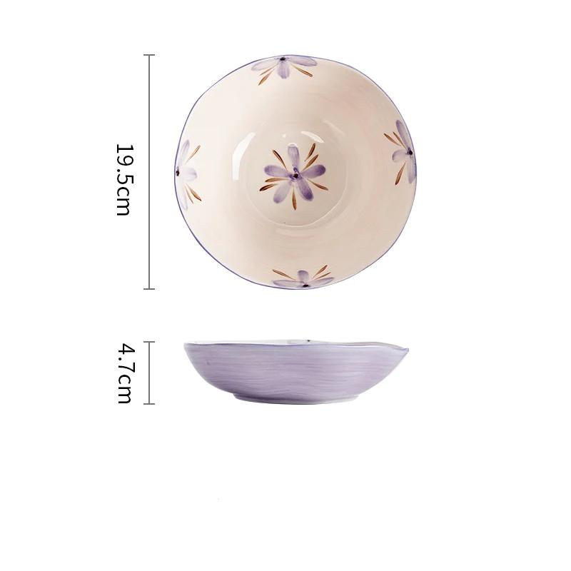 Romantyczne Fioletowe Ceramiczne Talerze Lekki Luksus Restauracja Talerz na Owoce i Sałatkę Domowa Kuchnia Talerz do Pasty Wykwintne Miseczki do Ryżu