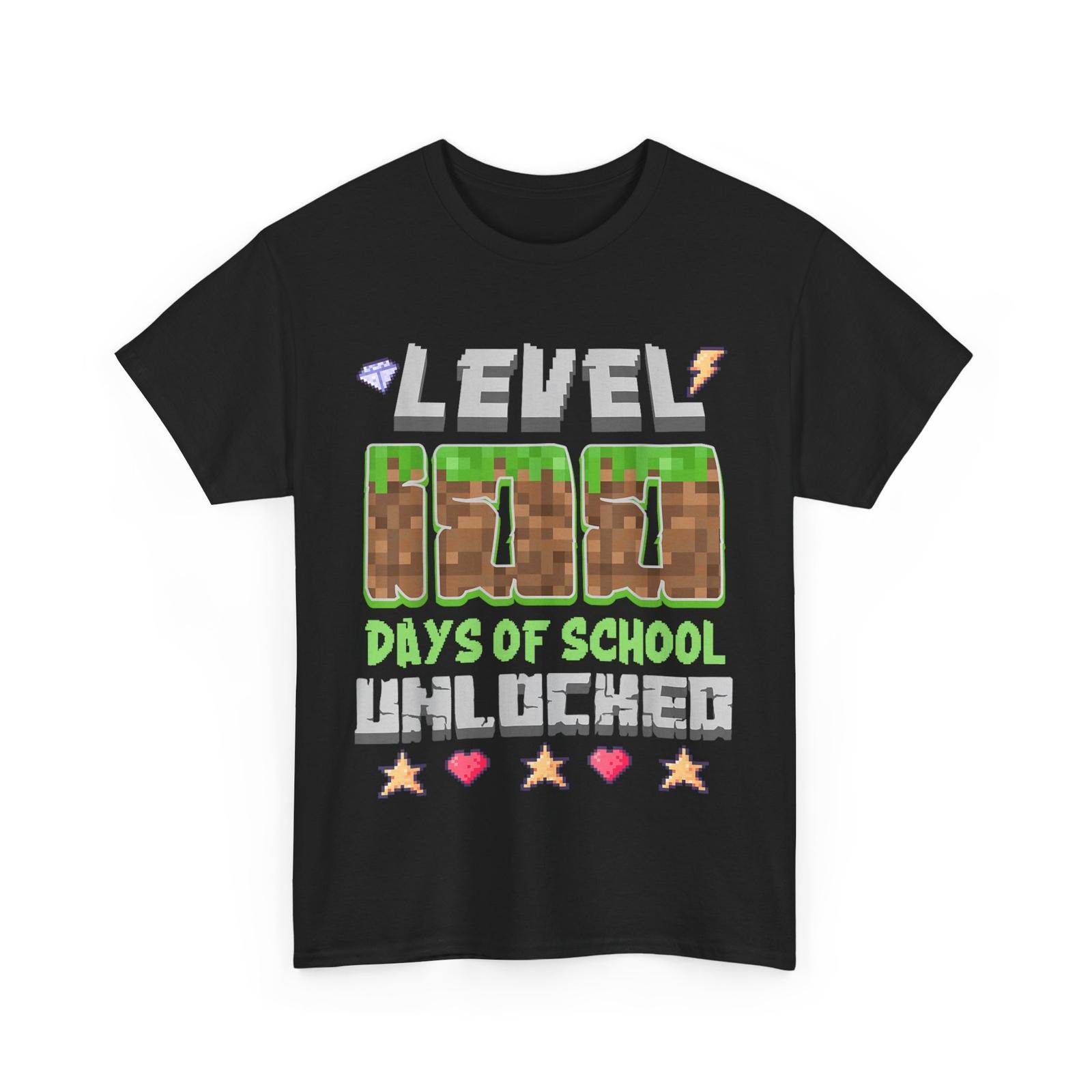 Level 100 Days of School Unlocked Gaming Pixel 100th Day T-shirt M