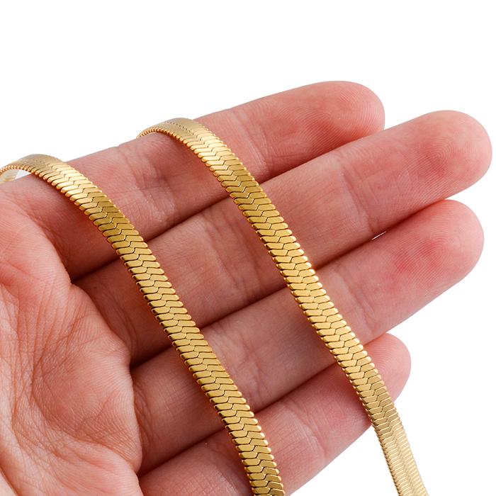 

2mm High Quality Stainless Steel Gold Color Flate Snake Choker Chain Necklace for Women Men Gril Jewelry Gift 45cm