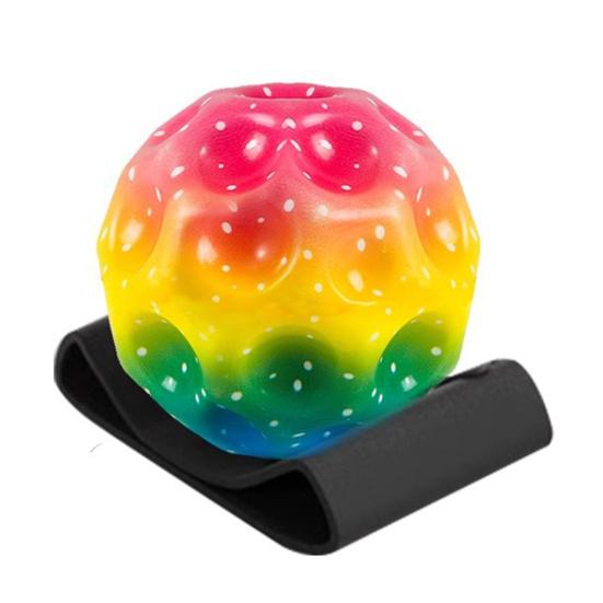 High Elastic Rebound Wrist Ball with Polygonal Grip And Moon Bumps for Kids And Seniors Stress Relief Fitness Toy Adjustable Cord Wrist Exercise Ball