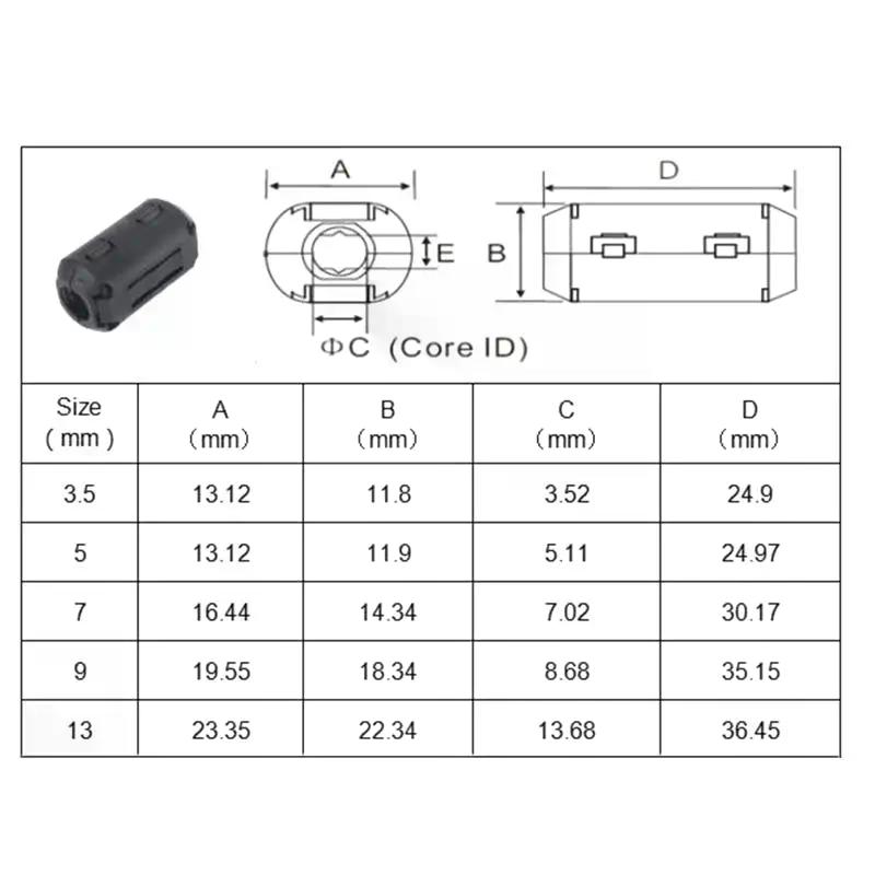 Clip-On Ferrite Core EMI/RFI Noise Filter, Snap-On Choke for USB, Audio, Video & Power Cables To Reduce Interference