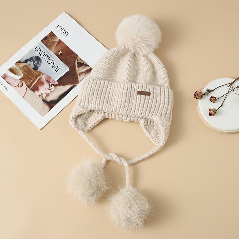 Sweet and Cute Patch Knitted Wool Hat Autumn and Winter Outdoor Travel Cold and Warm Hat Versatile Face Showing Small Pullover Hat