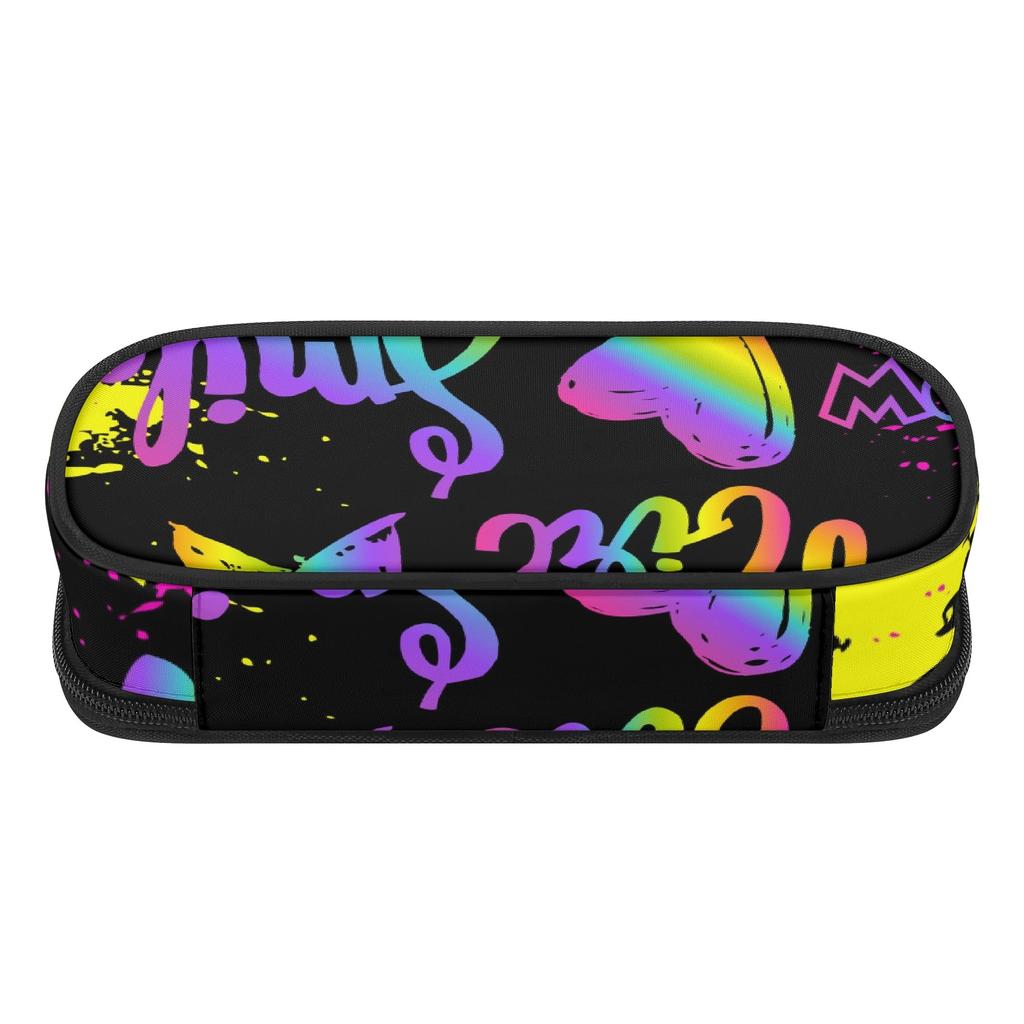 Pen Case Portable 300D Polyester Large Capacity Smooth Zipper with Mesh Pocket Removable Divider and Pen Slots for Boys Girls