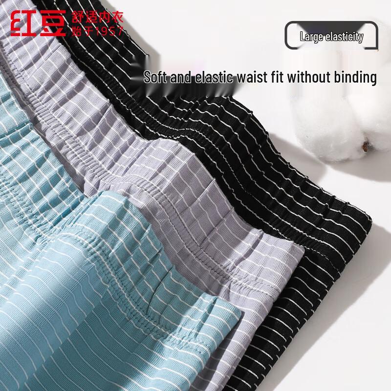 Hodo Men's 40S Cotton-Spandex Striped Boxer Briefs 3-Pack