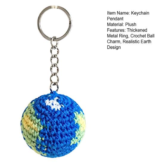 Thickened Metal Ring Crochet Ball Charm Pendant Necklace Plush 1 Pc