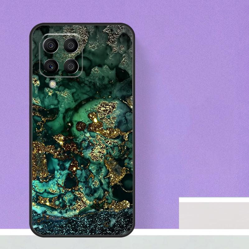 Teal Blue Gold Agate Marble Case For Samsung Galaxy M23 M20 M32 M52 M56 M16 M36 M54 M34 M14 M35 M55 M15 M11 M31 M13 M53