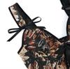 Sexy Corsé Francés Overbust para Mujer con Encaje Floral y Cordones, Ajuste Ceñido Moldeador Corporal, Bustier con Escote en V