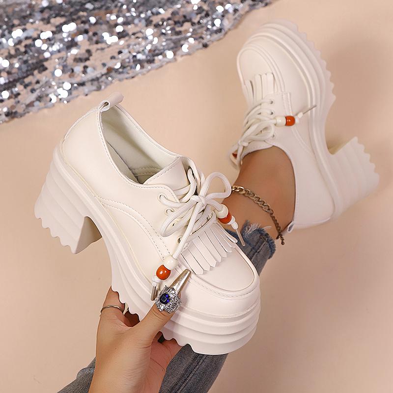 Fashion Women's Fashion Chunky High Heel Short Boots Woman Autumn Winter Platform High Heels Shoes Woman Tassel Decor Thick Sole Booties