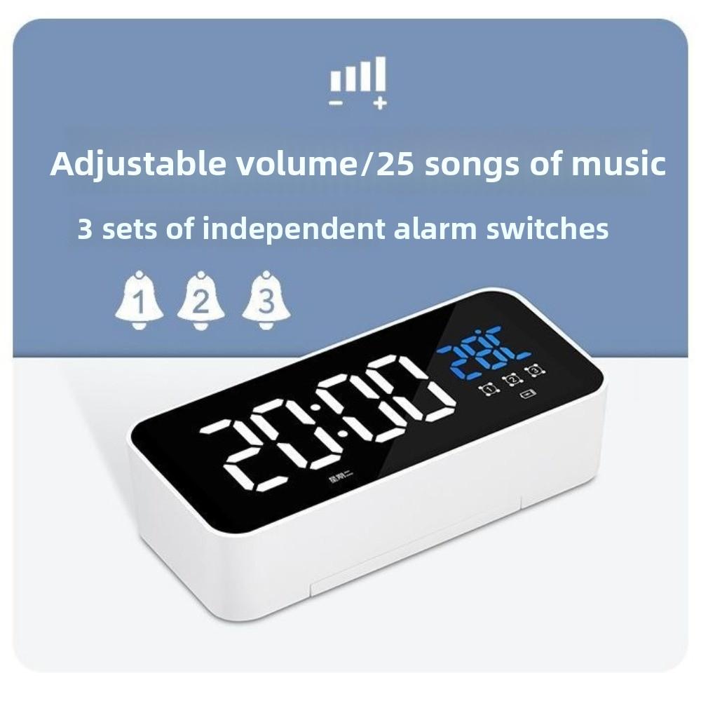 Rechargeable Battery Alarm Clock Voice Control LED Table Clock New Digital Alarm Clock Bedroom Use