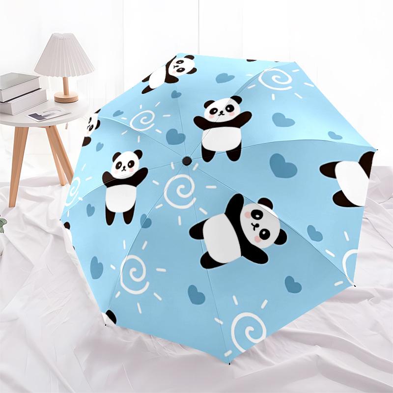 1pc Panda, Heart Automatic Open/Close Umbrella, Compact Travel Umbrella, 8-Rib Sturdy Frame - Ideal Gift for Friends Yy251118072
