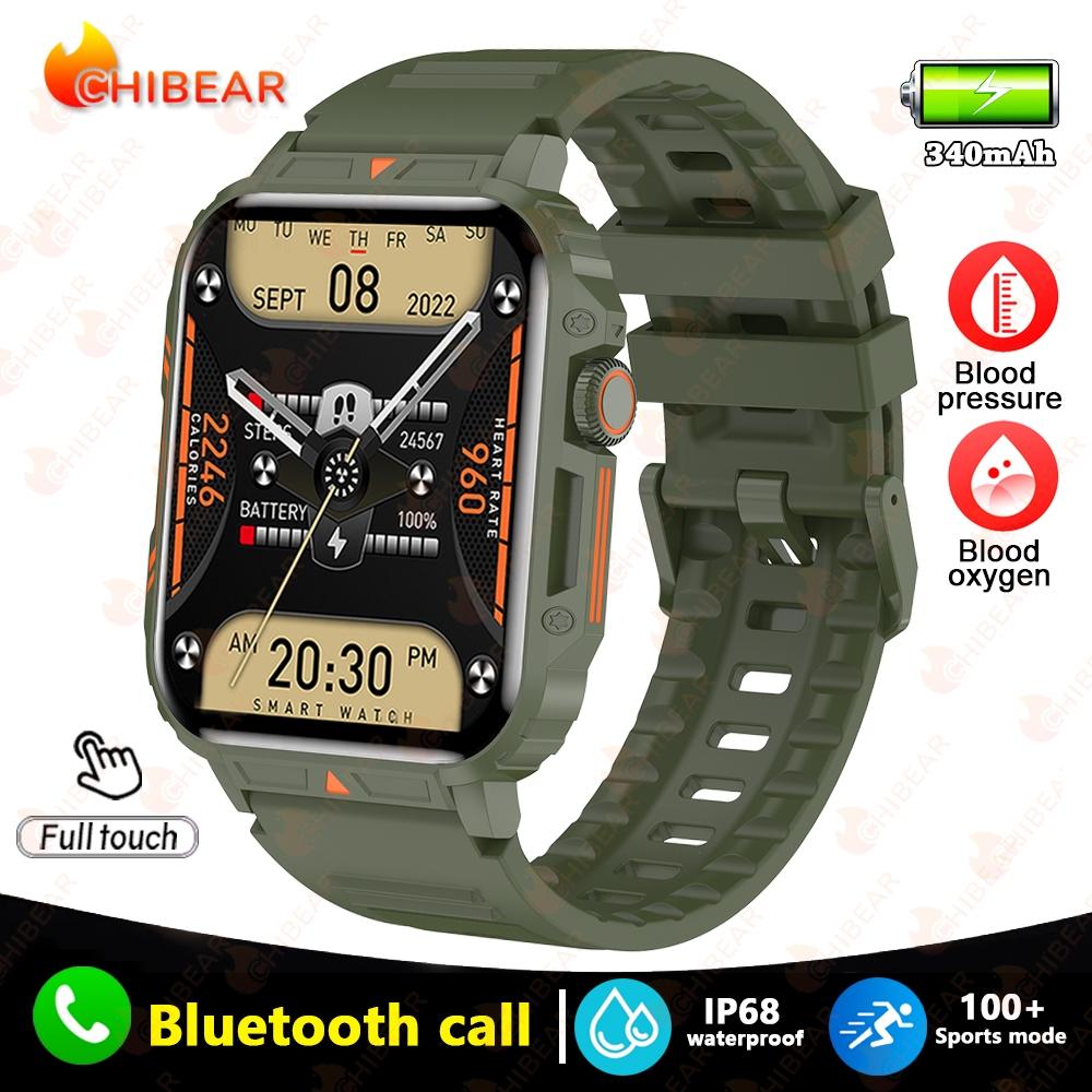 New 1.95 Outdoor Military Man Smart Watch Men Bluetooth Call Smartwatch Men ForAndroid IOS IP68 Waterproof Ftiness Watches