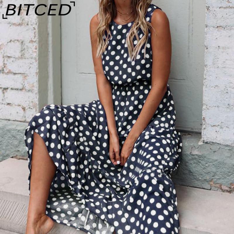 BITCED Dámská móda Léto Jaro Jednobarevný potisk Ležérní šaty bez rukávů s výstřihem do O s vysokým pasem