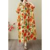 Women's Vintage Long Dress with Cotton and Linen Patterns