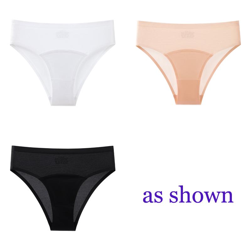 CINOON 3Pcs/Lot Sexy Ice Silk Satin Briefs Mid-Waist Mesh Seamless Underwear Solid Color Patchwork Breathable Panties