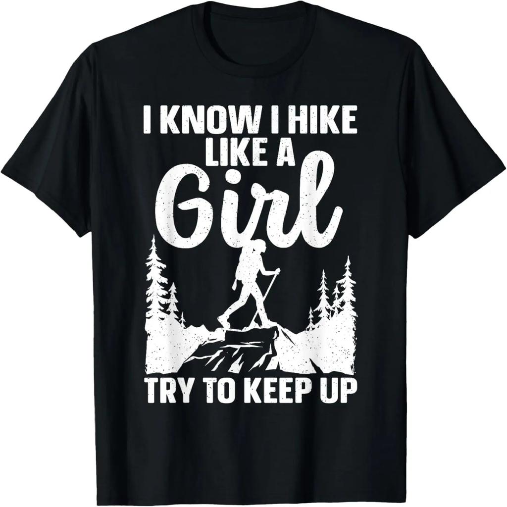 Funny Hiking Art For Girls Women Mountaineer Hiking Lover T-Shirt