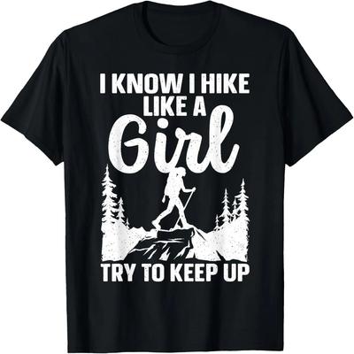 Funny Hiking Art For Girls Women Mountaineer Hiking Lover T-Shirt