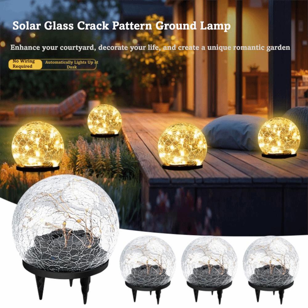 Cracked Glass Solar Globes Waterproof Ball Lights Pathway Decoration Solar Lights Landscape
