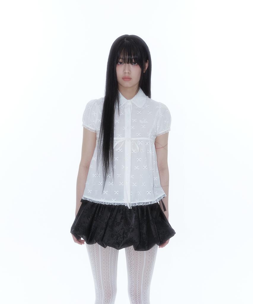 Kasiko Puff Sleeve Lace Shirt White