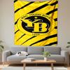 Yellow Black BSC Young Boys Logo Design Patterned Tapestry Decorative Wall Hanging, Home Bedroom Living Room Decor