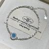 9Sterling Silver Bracelet with Natural Aquamarine, a Fashionable and Minimalist Design for Women, Exuding a Fresh and Elegant Charm