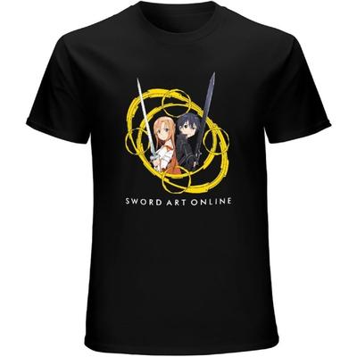 WANGJIA CHRI Kirito und Asuna Herren Schwarz T-Shirt Unisex Tee Kleidung