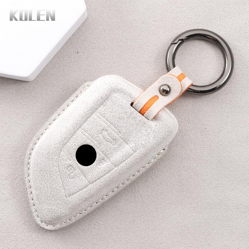 Genuine Leather Auto Smart Key Fob Cover Case Housing Fit For Bmw X1 X3 X5 X6 X7 1 3 5 6 7 Series G20 G30 G11 F15 F16 G01 G02 F48 G05 G06 G07 Remote