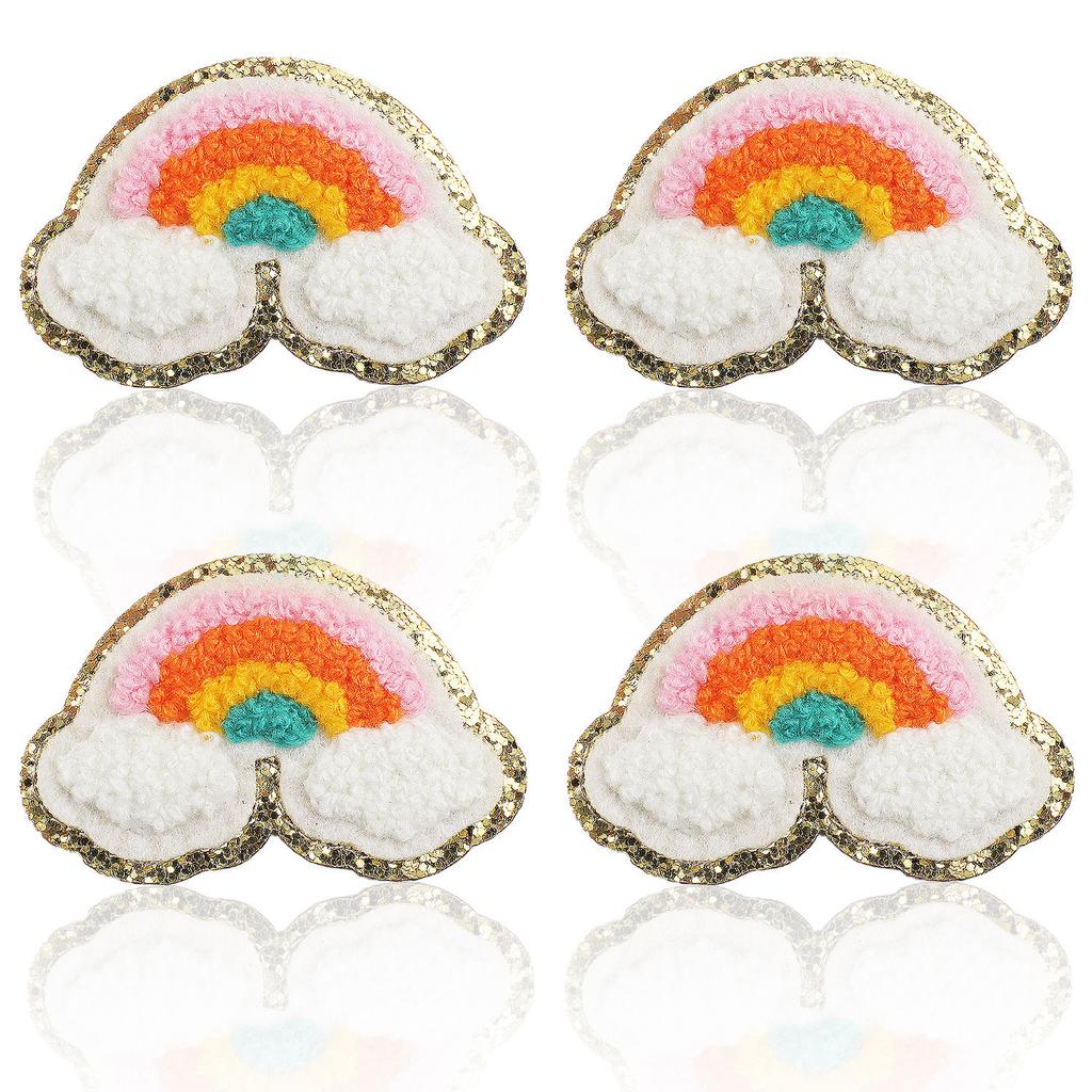 Towel Embroidery English Letter Embroidery Cloth Sticker Smiley Face Patch Sticker Ironing Chenille Rainbow Love Lightning Embroidery Sticker