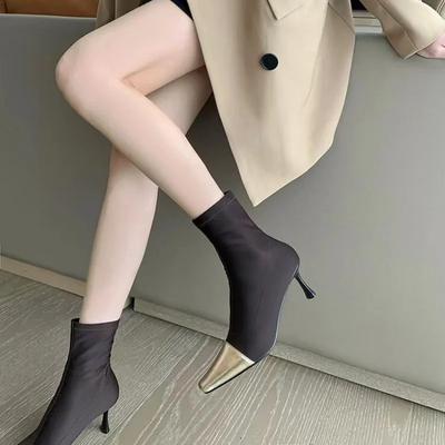 Botas femininas de alta qualidade 2024, sem cadarço, com cores da moda, combinando com escritório e carreira, promoção imperdível, meias de bico fino, botas