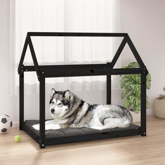 822221 vidaXL Dog Bed Black 111x80x100 Cm Solid Pine Wood