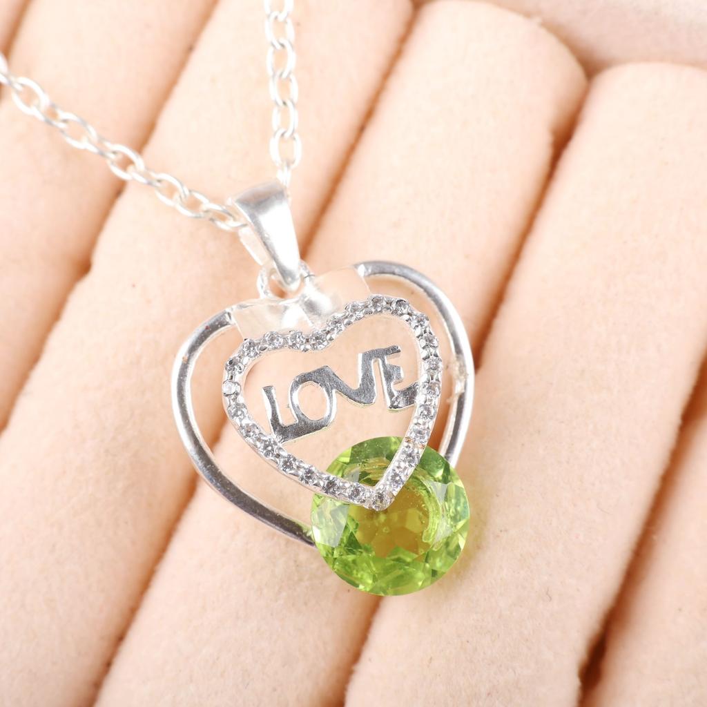 Peridot Gemstone 925 Sterling Silver Zircon Jewelry Pendant1.10" Gift For Mother CZP-3-18