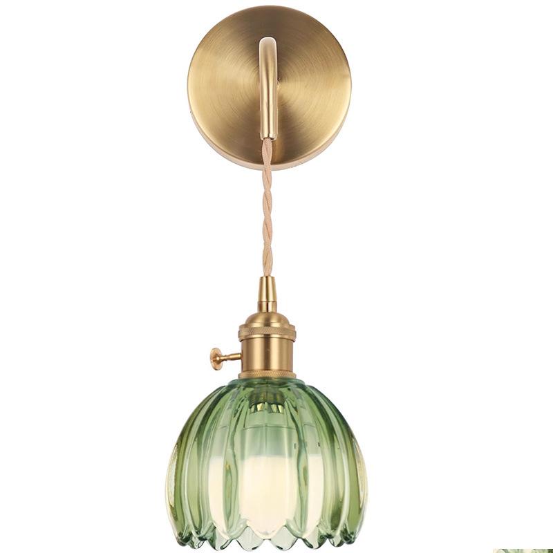 Wireless USB Charging Remote Chandelier with Retro Glass Flowers for Bedroom or Dining Room - Nordic Style