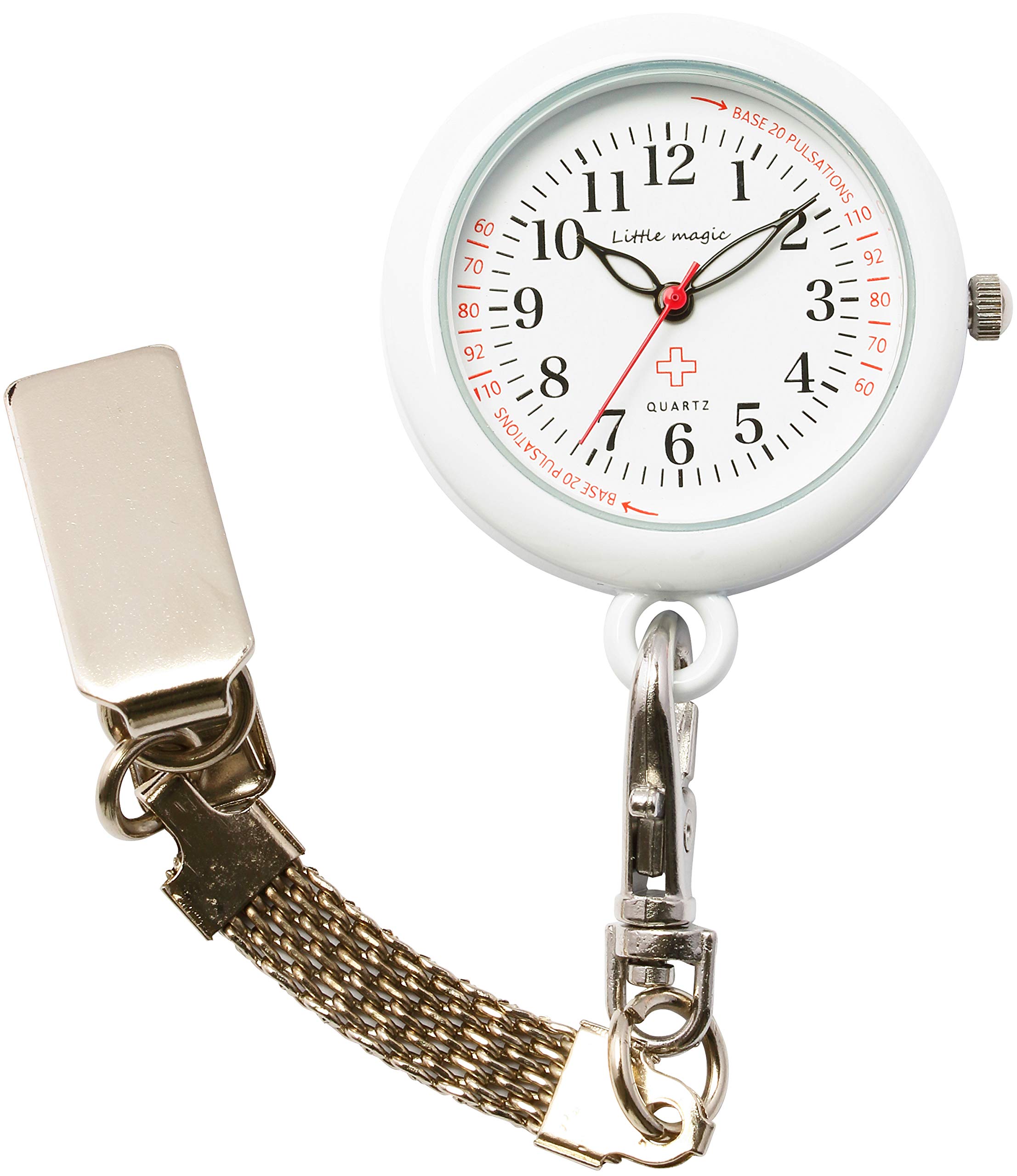 

B grade white Nurse 3 types of 3 ATM water inverted Japanese quartz pocket nurse watch white [Little Magic] (30mm dial, alloy) watch, chains,