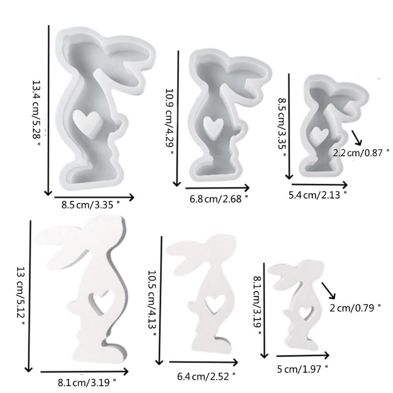 Easter Rabbit Silicone Mold 3D Heart Rabbit Candle Mold DIY Aromatherapy Candle Making Tool Resins Gypsum Mold Birthday