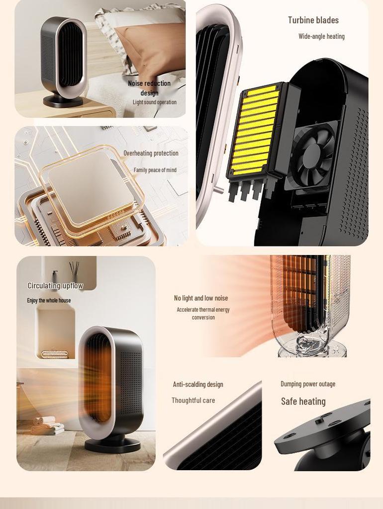 Compact Silent Desktop Electric Heater: Fast & Efficient Warmth for Home or Office