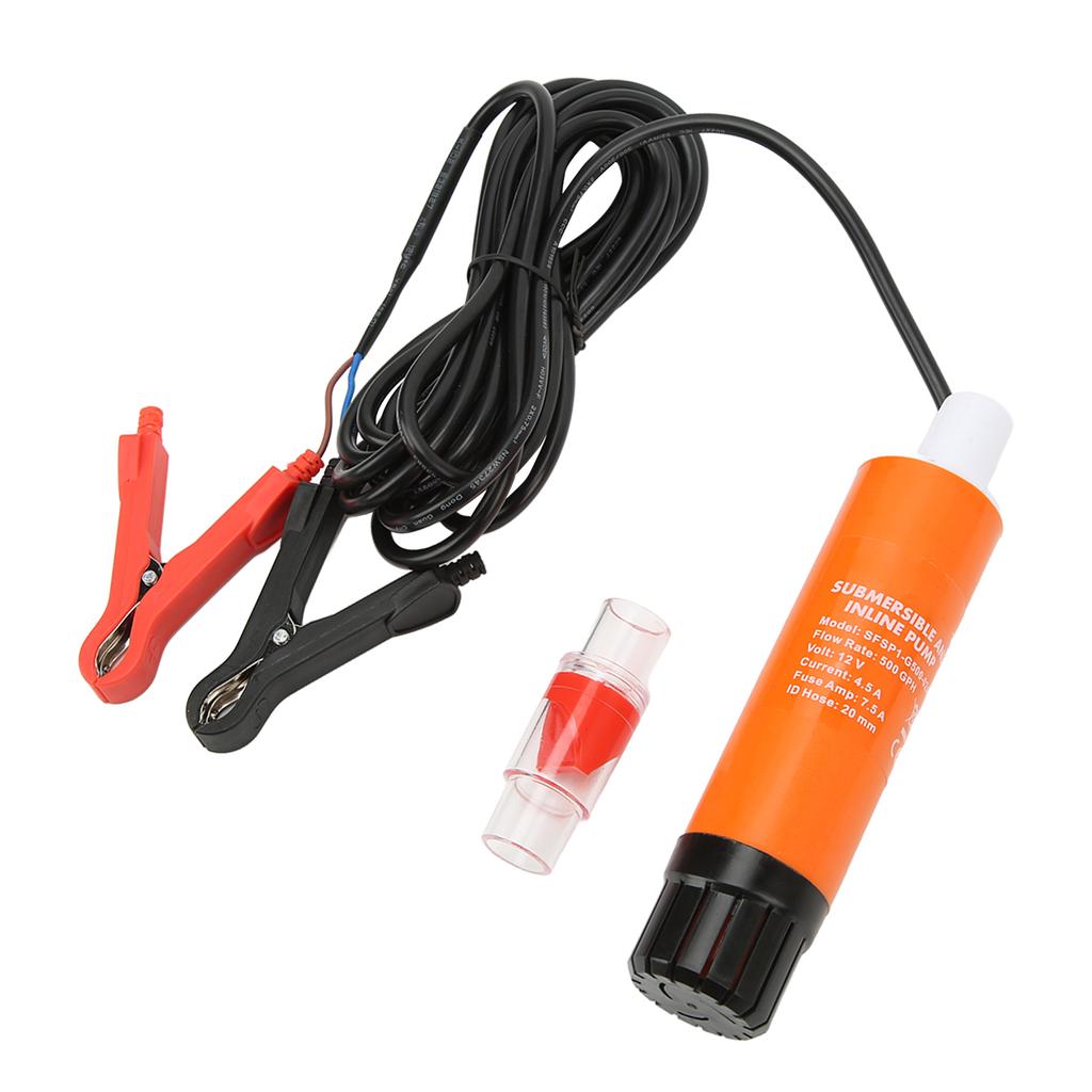 12V 20mm Boat Bilge Pump 500GPH Portable Low Noise Compact Inline Submersible Pump for RV Yacht Marine