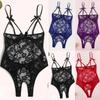 Women Bow Lace Hollow Open Crotch Teddy Bodysuit Backless Jumpsuit Lingerie