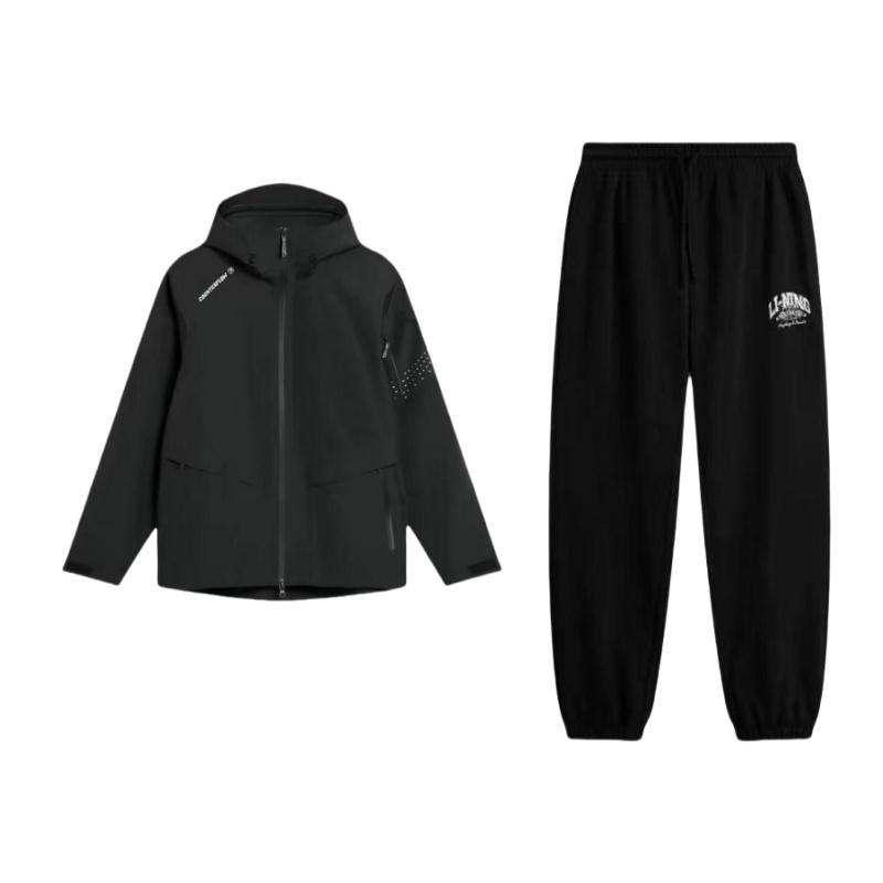 

Li Ning CF Серия Su Wan Long Jia Светоотражающий Дышащий Защита от дождя Уличный Водонепроницаемый Ветрозащитный Повседневный Спортивный костюм Мужской костюм Черный AKLU939-4+ACFU003-1 XL