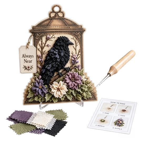 Dekorative Laterne Bastelset 3D Stoff-Poke-Art, DIY Vogel-Erinnerung Blumen-Set und Muster, Punch Needle Set für Erwachsene, Haus Tisch Kaminsims Dekoration