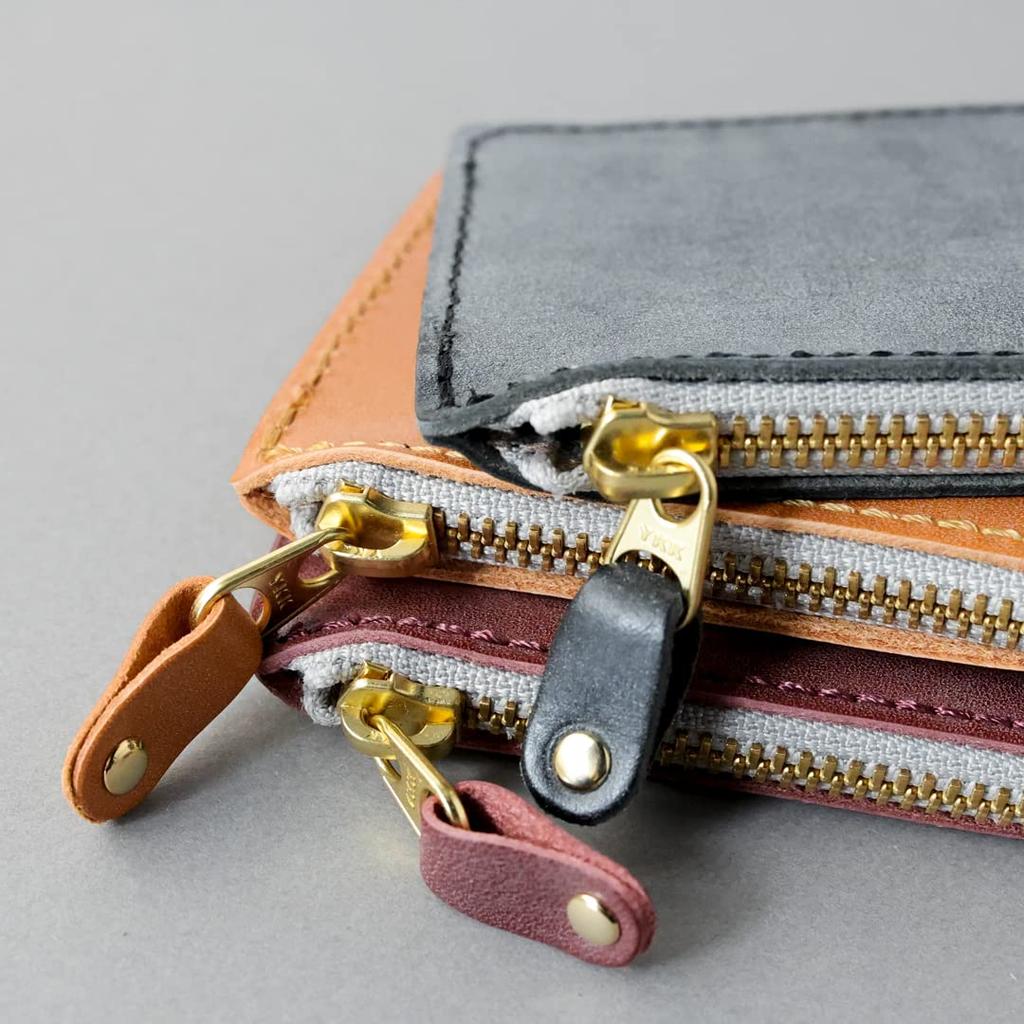 Vincent Crafted FARIA Mini Made In Japan with Japanese Bridle Leather and Compact and Slim for Men and Black Bloom 04 Wallet, L-Shaped Zipper, Women,