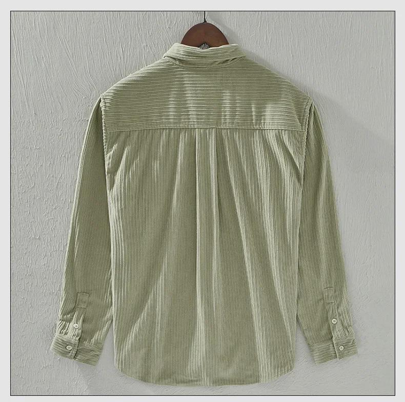 Podzimní manšestrová pánská ležérní retro košile s dlouhým rukávem pro rodiče a děti