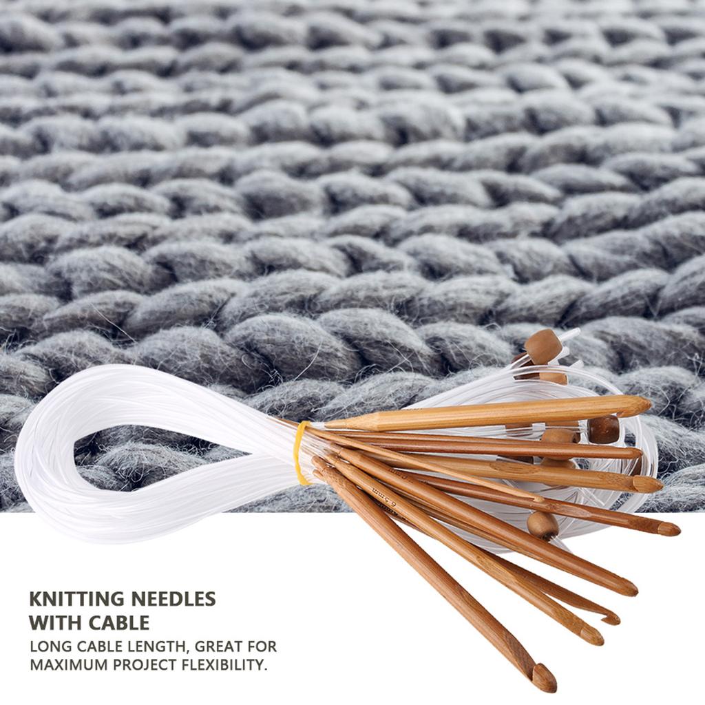 12pcs Carbonized Bamboo Afghan Tunisian Crochet Hooks Set Carpet Rug Weave Knitting Needles