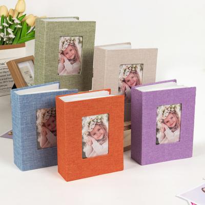 Fotoğraf Albümü Keten Kapak Ön Penceralı Resim Albümü 100 Fotoğraf 4x6 Yapıştırmalı Fotoğraf