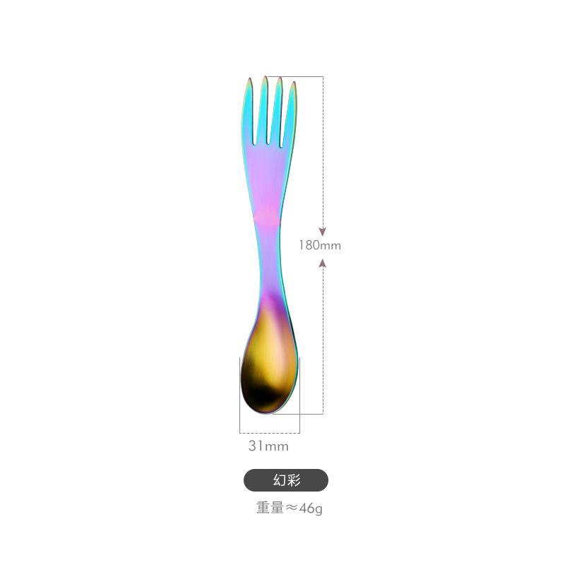 Creative octopus dual-purpose spoon outdoor fork and spoon integrated multi-functional fork 304 double-ended stainless steel tableware